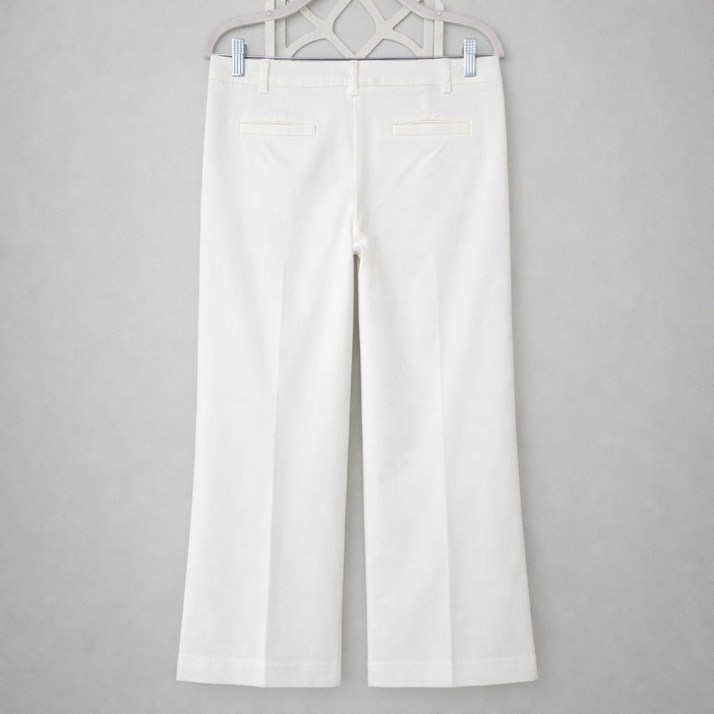 Vintage Milly of New York Y2K Wide Leg Trousers White Cotton Silk Lined Size 10 - Picture 4 of 9